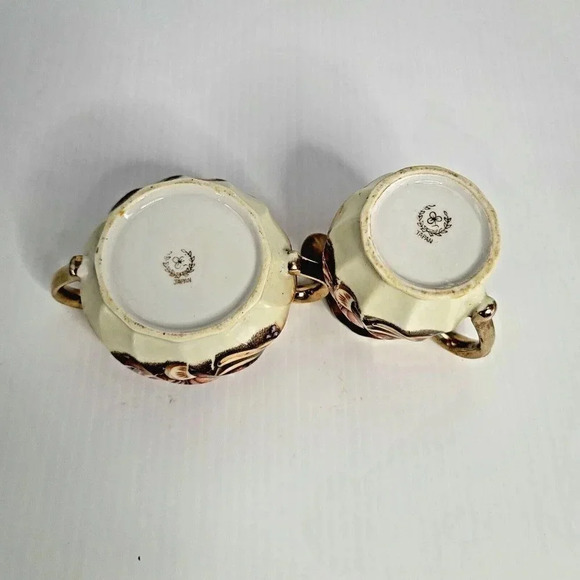 Vintage Japan Sugar and Creamer Set/brown/fruits - Picture 4 of 8